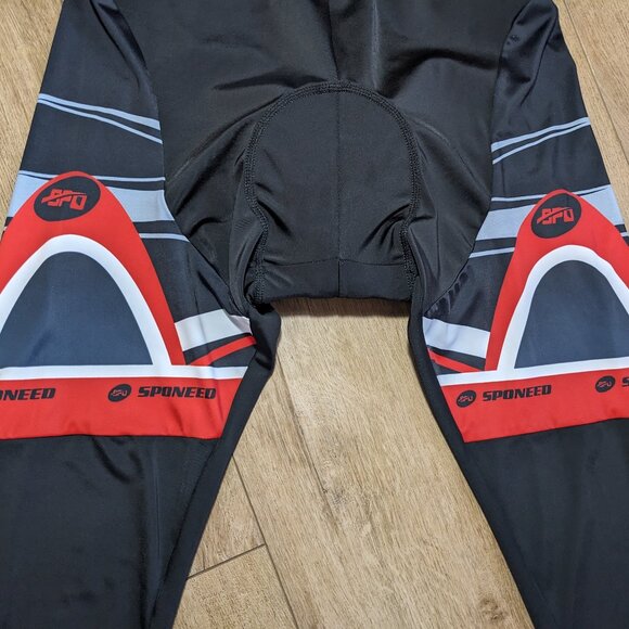 Sponeed Men's Sz L Large Compression Cycling Padded Bottom Pants Black Red - Picture 3 of 11